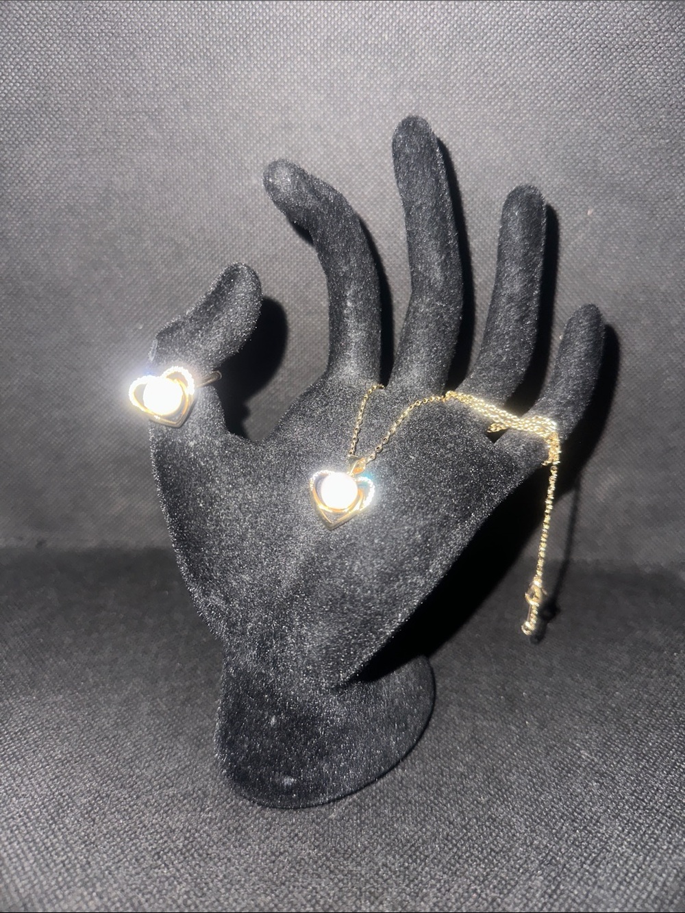 Gold Heart Pendant Necklace and Ring  Set - Delicate Gold Heart Jewelry